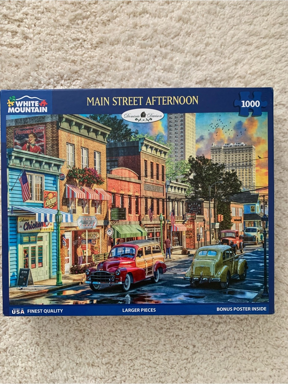 White Mountain Main Street Afternoon Puzzle - Blue, Red, Yellow